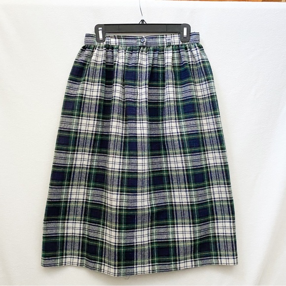 Autumn Vintage Wool Plaid High-Waisted Midi Skirt - Picture 3 of 8
